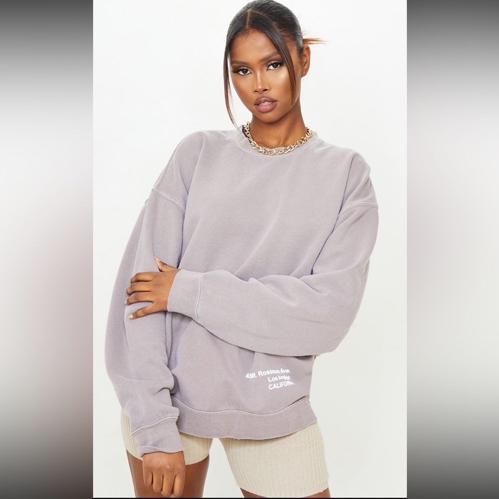 PrettyLittleThing Mocha Los Angeles Graphic Sweatshirt